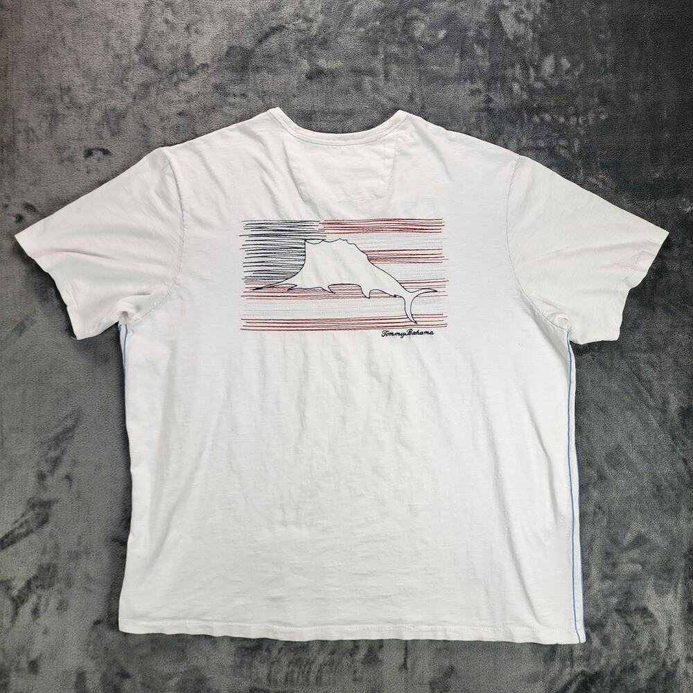 Tommy Bahama Tropical Patriotic Flag 100% Organic Cotton 2XLB White Lux T-Shirt